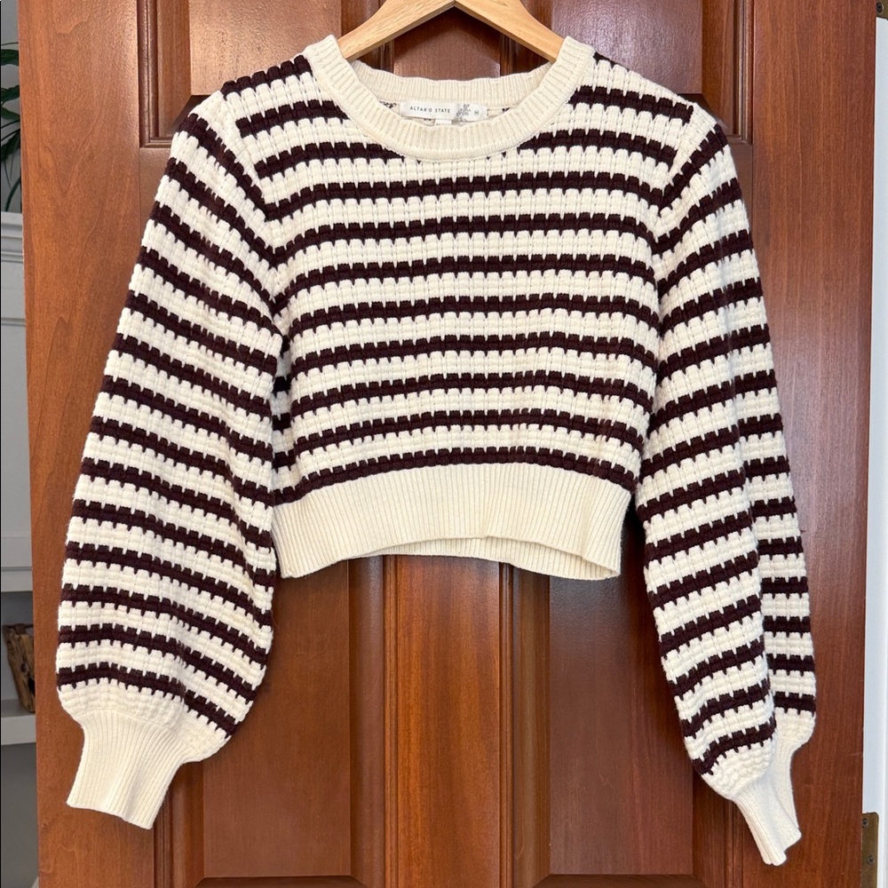 ALTAR’D STATE Striped Cropped Sweater